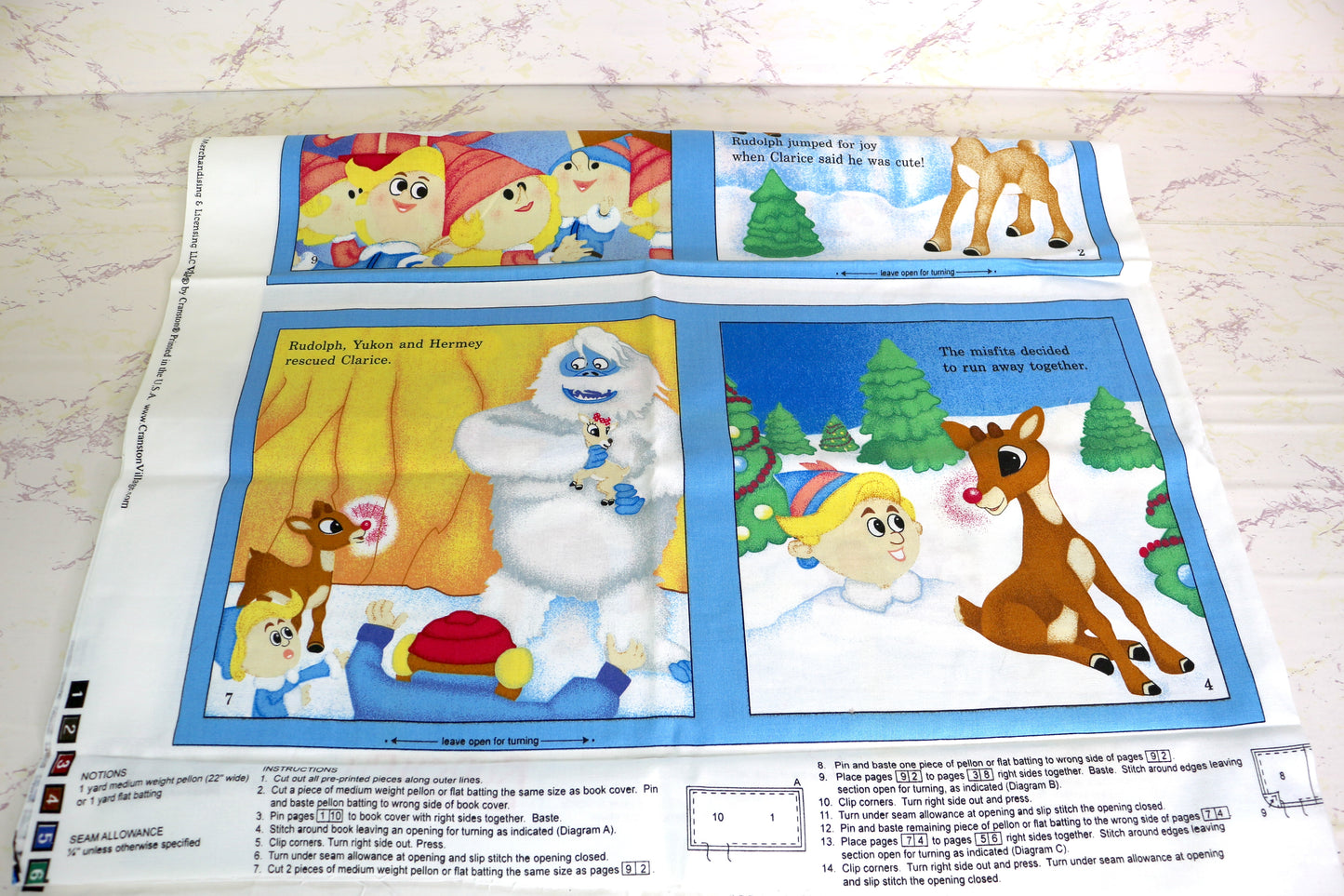 Rudolph Storybook Sewing Panels Cotton Fabric