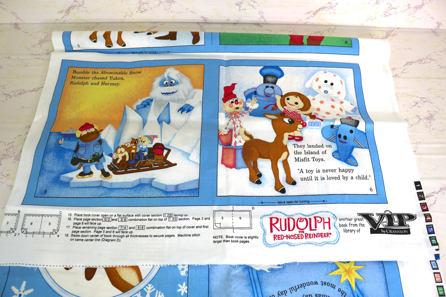 Rudolph Storybook Sewing Panels Cotton Fabric