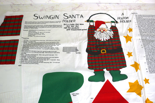 Swinging Santa Sewing Panels Cotton Fabric