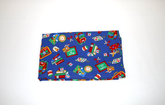 School-Themed Cotton Fabric – 45" x 1.25 Yards