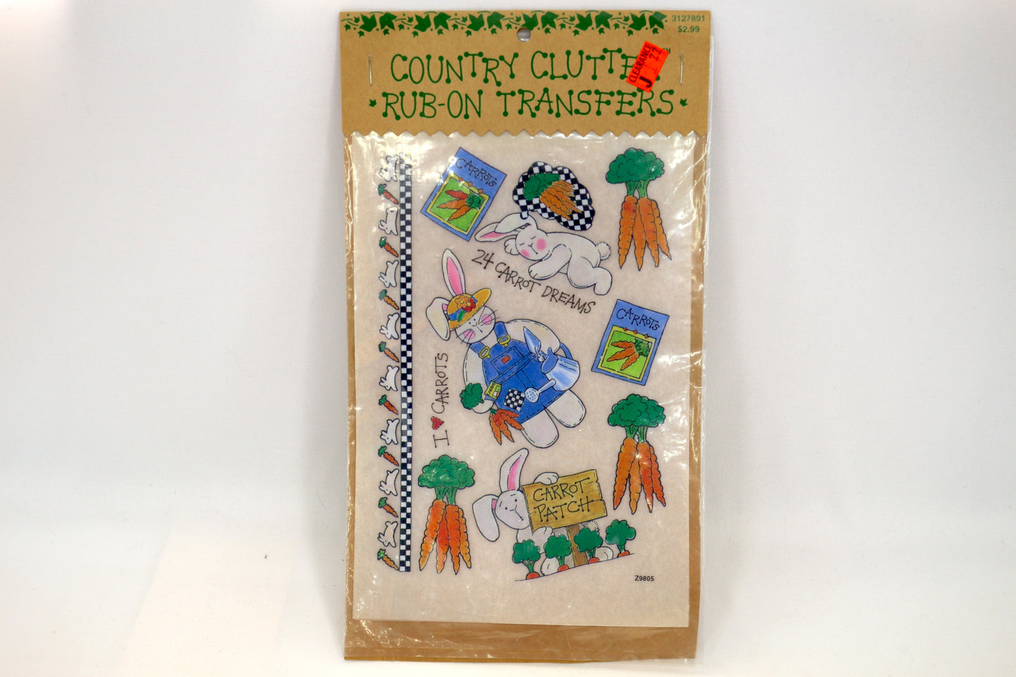 Country Clutter Rub-On Transfers – 1980s Rabbits' Garden Theme