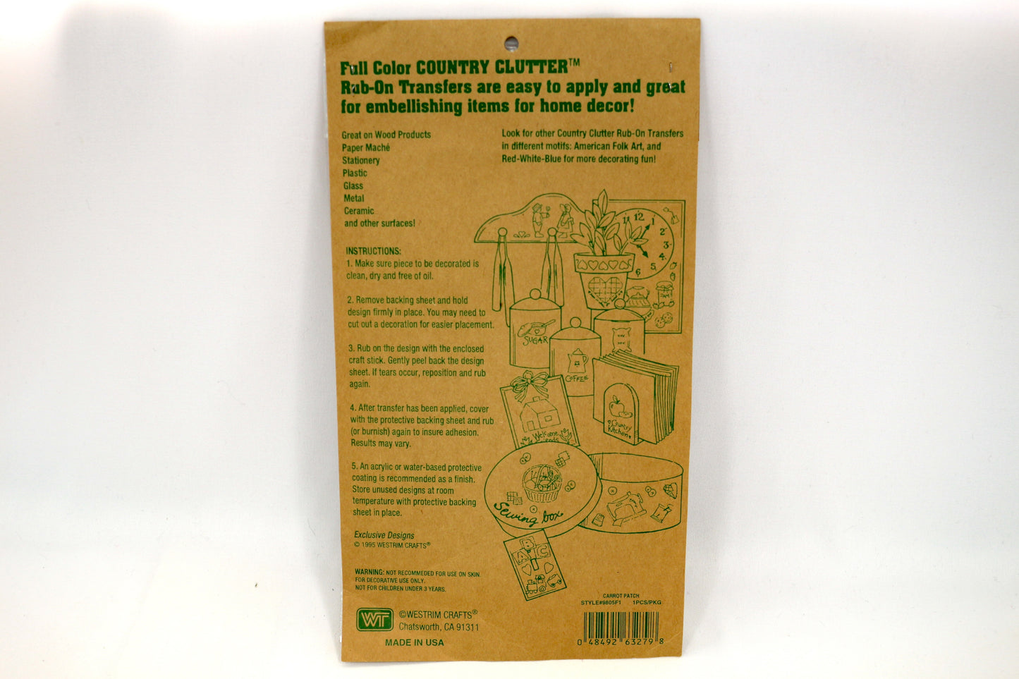 Country Clutter Rub-On Transfers – 1980s Rabbits' Garden Theme