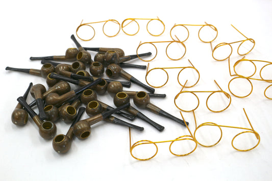 Mini Smoking Pipes & Gold Frame Doll Glasses – Unique Bundle for Crafts & Collectors