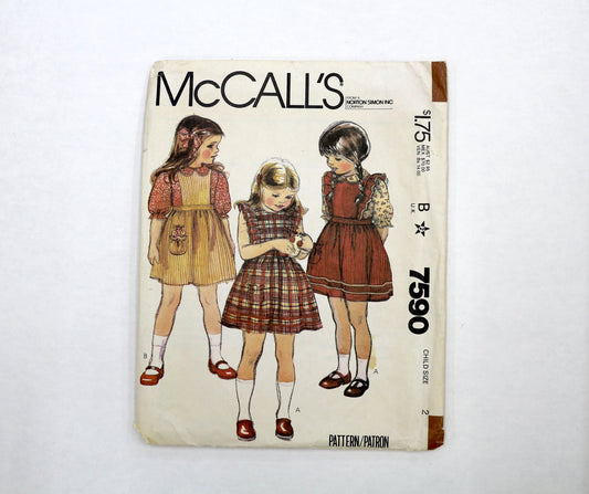 McCalls 7590 Childrens Jumper or Sundress Sewing Pattern
