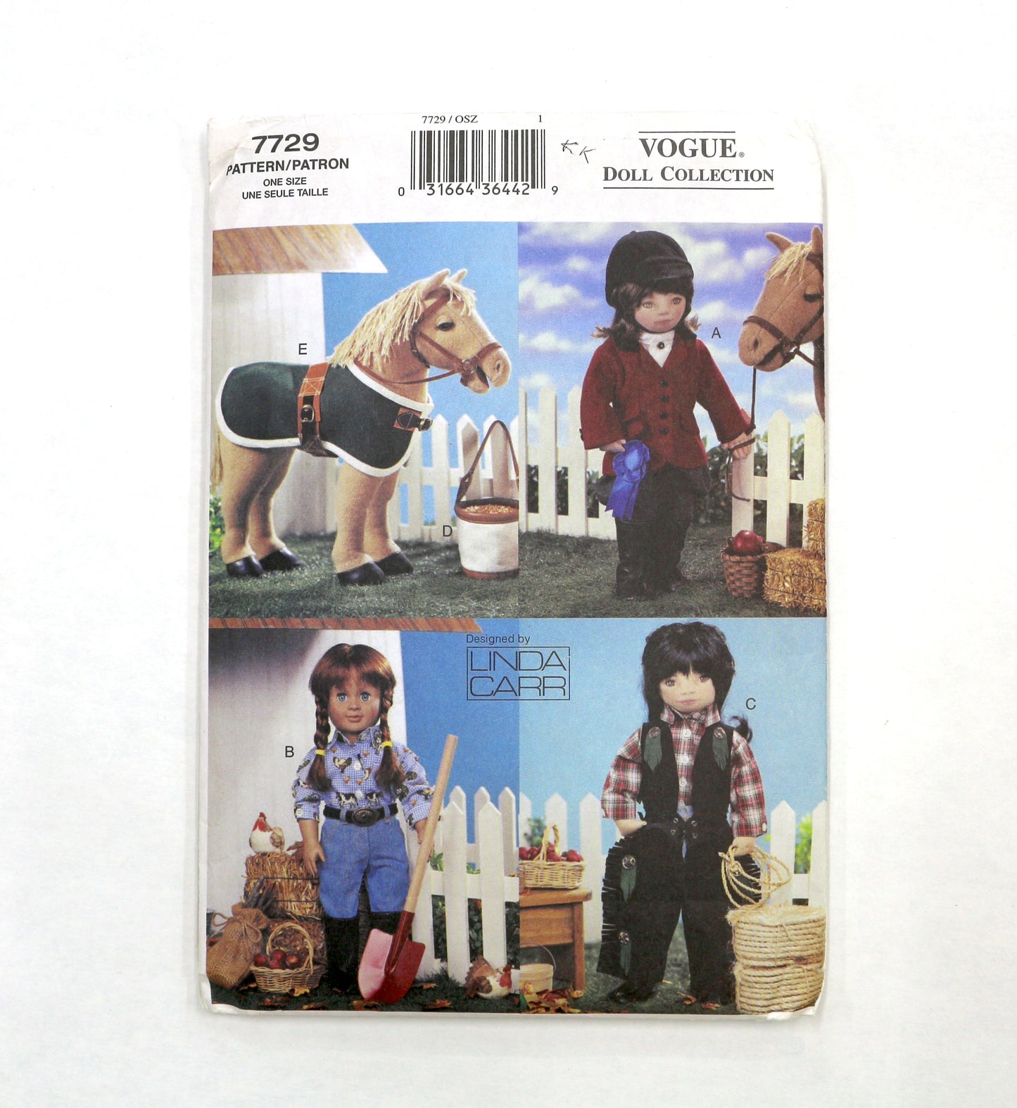 Vogue 7729 Western Doll Wear Sewing Pattern