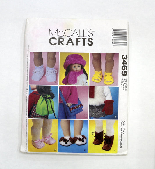 McCalls Crafts 3469 18" Doll Accessories Sewing Pattern