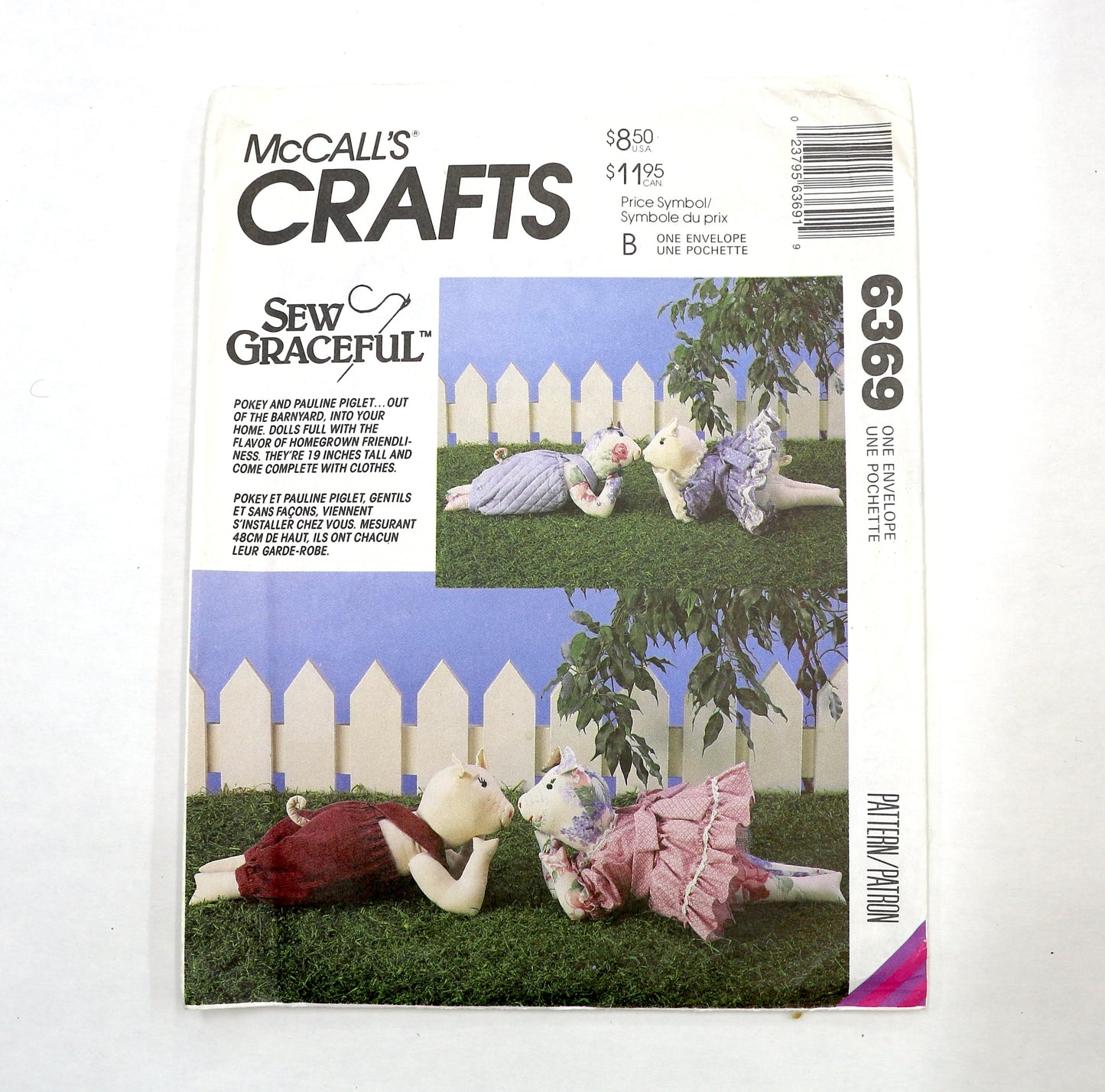 McCalls Crafts 6369 Piglet Doll Sewing Patterns