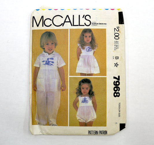 McCalls 7968 Toddlers Jumper Sewing Pattern