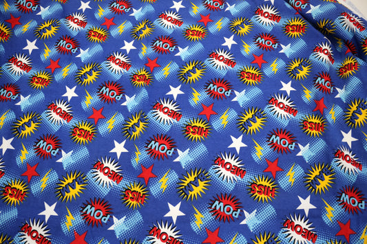 Cotton Knit Fabric – “Pow! Bam! Meow!” – 60" x 1 Yard