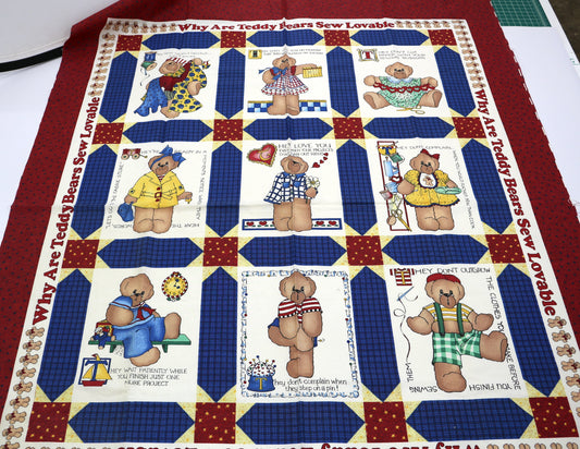 Teddy Bear Sewing Panel – 35" x 45"