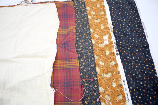"Pumpkin Patchwork" Fat Quarter Bundle – Cotton & Flannel Mix