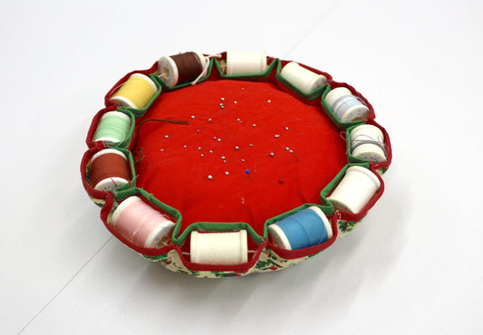 Handmade Pincushion with Spool Trim
