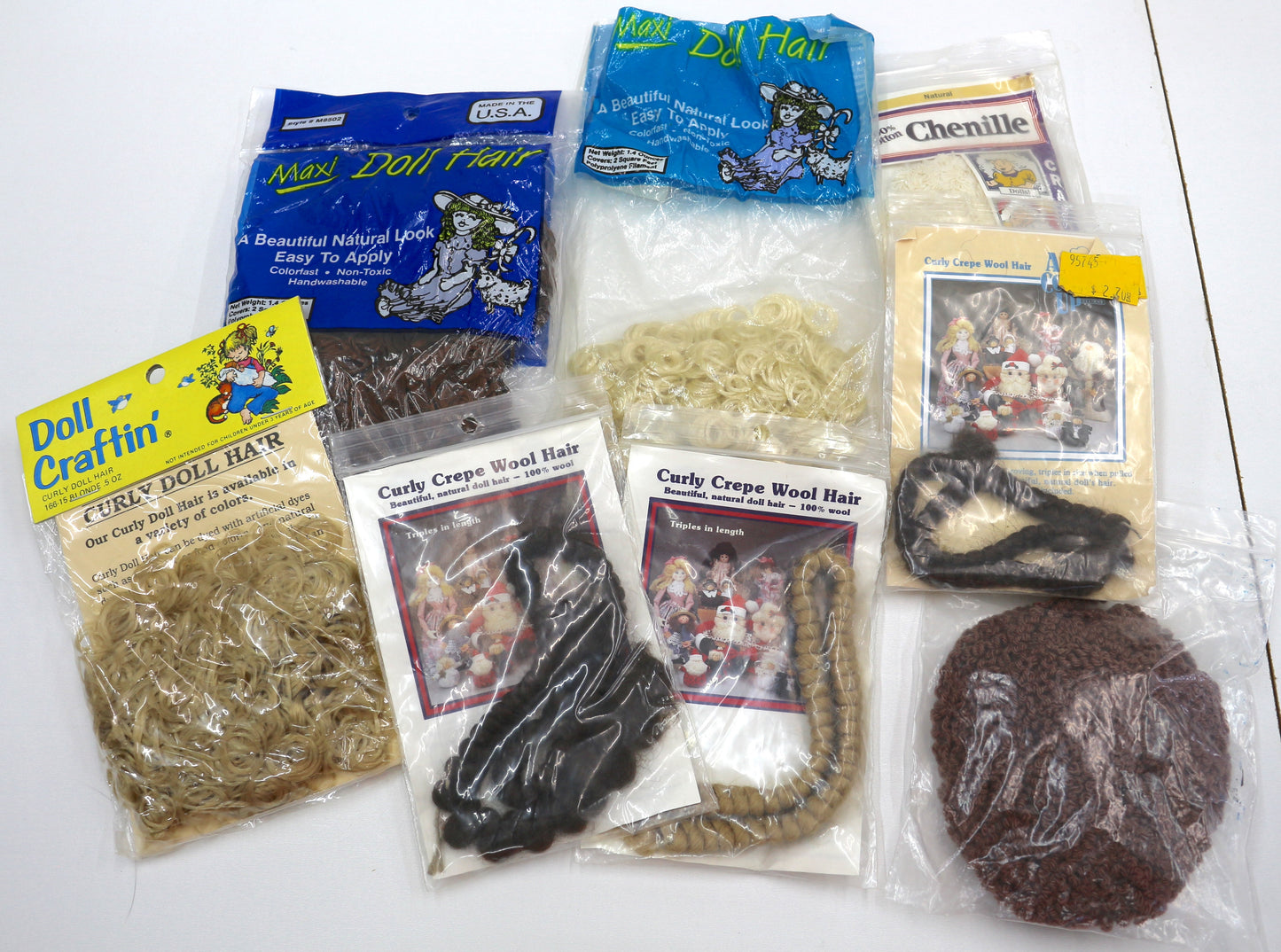Variety Bundle of Doll Hair – Mixed Colors & Textures for Custom Dolls