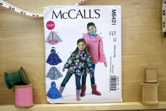 McCalls 6431 Childrens Poncho size child 4 - Girls 16