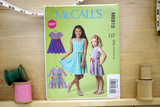 McCalls 6915 Children Dress Sewing Pattern size 7-14
