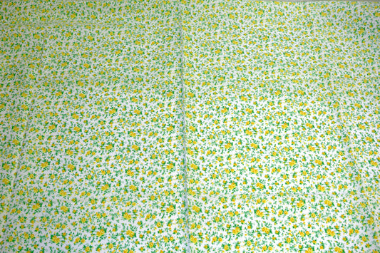 Yellow Rose Cotton Fabric – Floral Print on White – 44" x 1 Yard