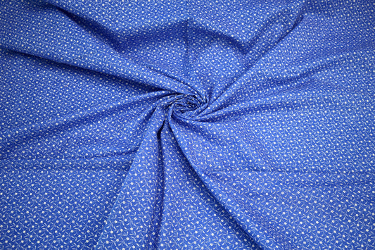 Blue Floral Linework Quilting Cotton – 45" x 5 Yards
