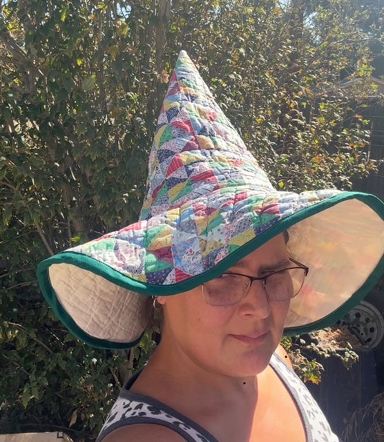 Handmade Upcycled Witch Hats with Orange Satin Lining – Unique, Floppy, and Full of Charm