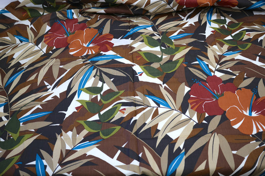 Island Sunset Palm & Hibiscus Cotton – 44" x 2 Yards