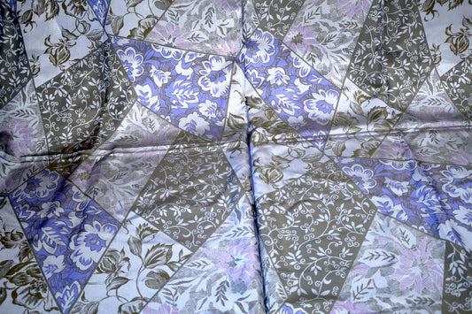 Blue Patchwork Pattern Silk Blend – 45" x 2.5 Yards