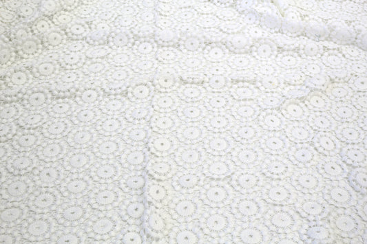 White Floral Cotton Fabric – 33" x 48" Midweight