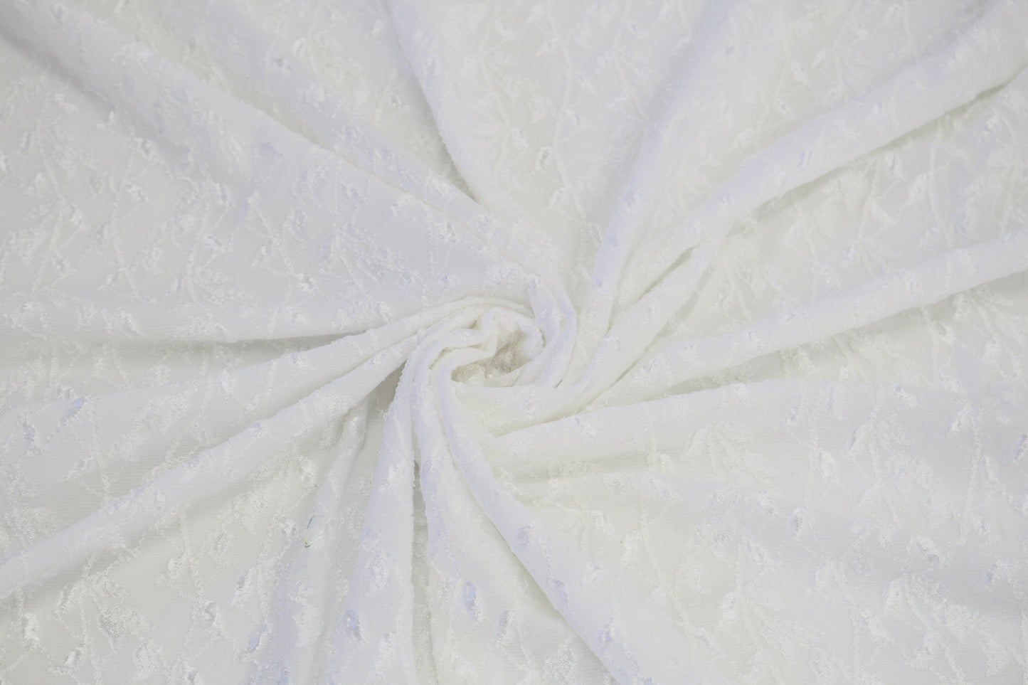 Stretchy White Fabric with Vine Embellishment – 52" x 2 Yards