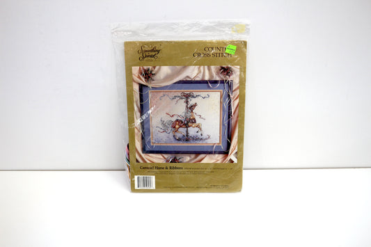 “Something Special” Carousel Horse Cross-Stitch Kit – Ribbons Theme