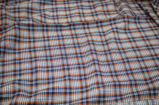 Orange & Blue Plaid Rayon Blend Fabric – 45" x 5.75 Yards