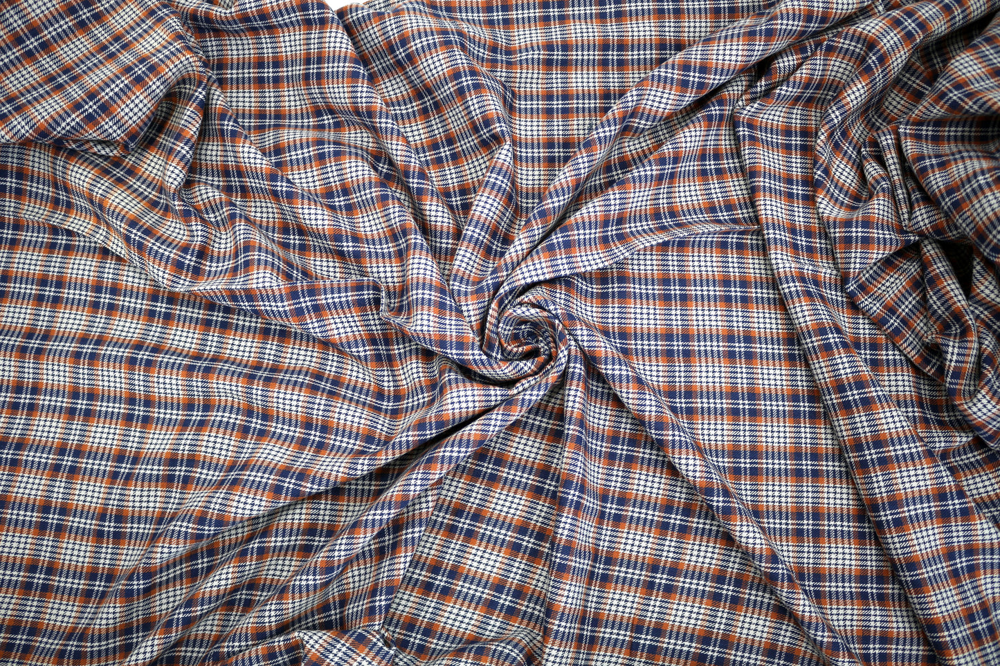 Orange & Blue Plaid Rayon Blend Fabric – 45" x 5.75 Yards