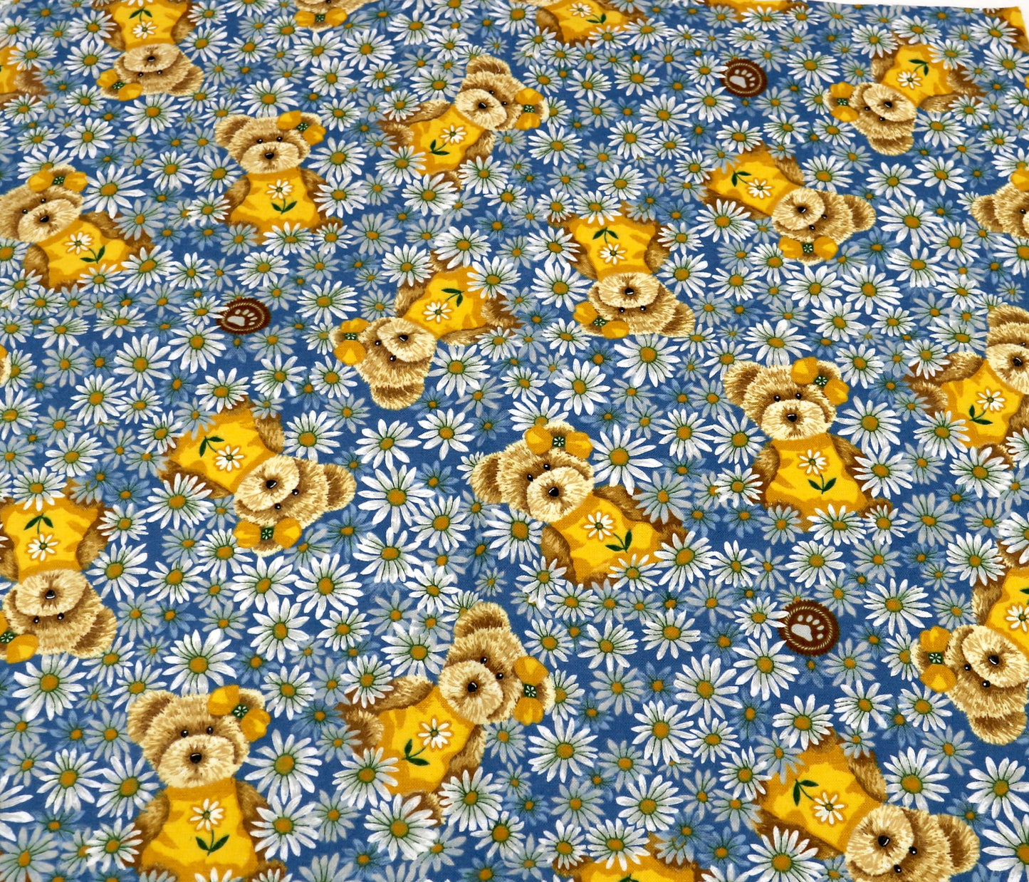 Bears and Daisies Flannel Fabric – 44" x 1 Yard