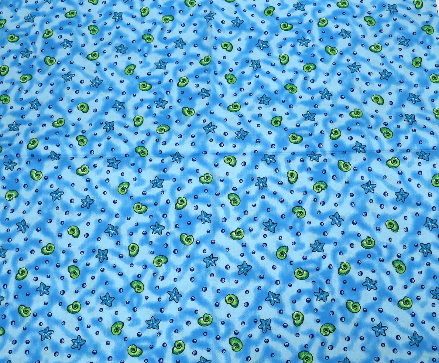 Starfish and Snails Cotton Fabric – 44" x 1 Yard