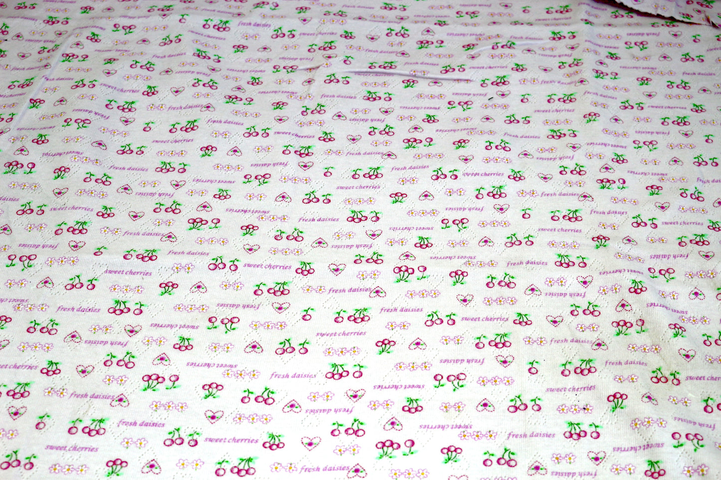 Pink Knit Fabric with Little Cherries – 60" x 1.5 Yards
