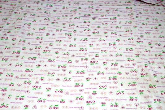 Pink Knit Fabric with Little Cherries – 60" x 1.5 Yards