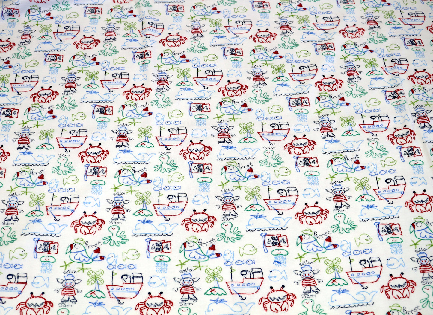 2-Way Stretch Knit Fabric with Fun Drawings – 58" x 1 Yard