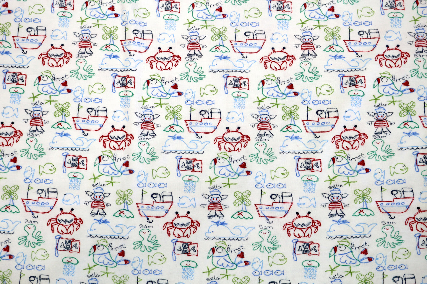 2-Way Stretch Knit Fabric with Fun Drawings – 58" x 1 Yard