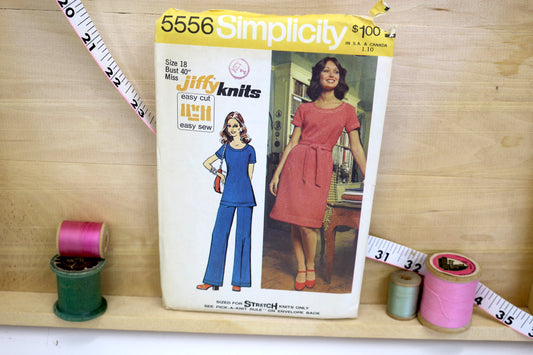 SImplicity 5556 Misses and Womens Jiffy Knit Dress or Tunic size 18 Bust 40"