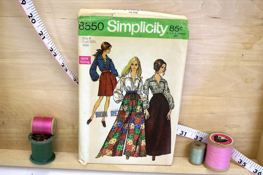 Simplicity 8550 Misses Skirt, Pants and Blouse Sewing Pattern size 8 Bust 31.5"
