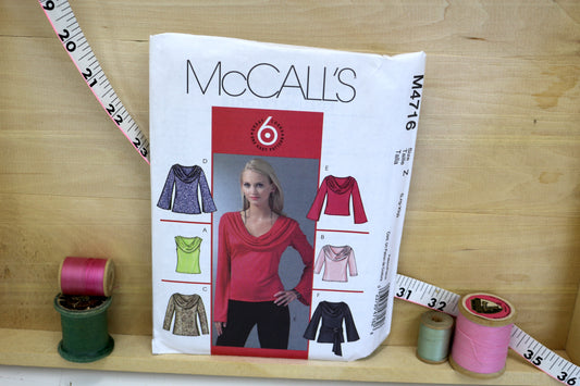 McCalls 4716 Misses Petite Tops, Flower, Tunic and Sash Sewing Pattern size Z L-XL
