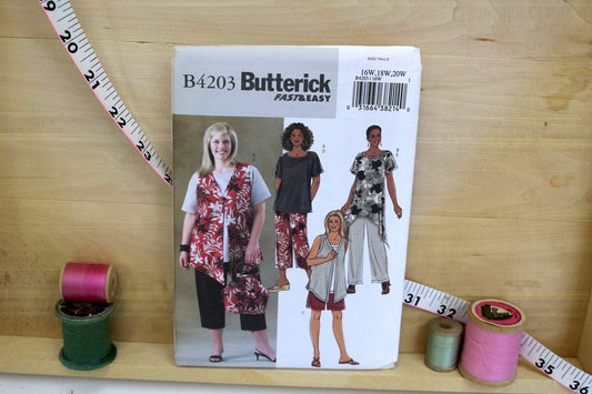 Butterick 4203 Womens Petite Vests, Top, Shorts and Pants Sewing Pattern size 16W-20W