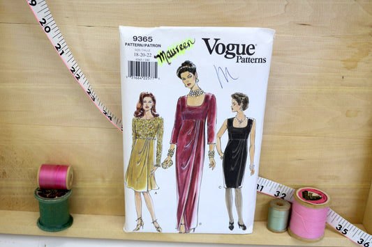 Vogue 9365 Misses Dress Sewing Pattern size tall 18-22
