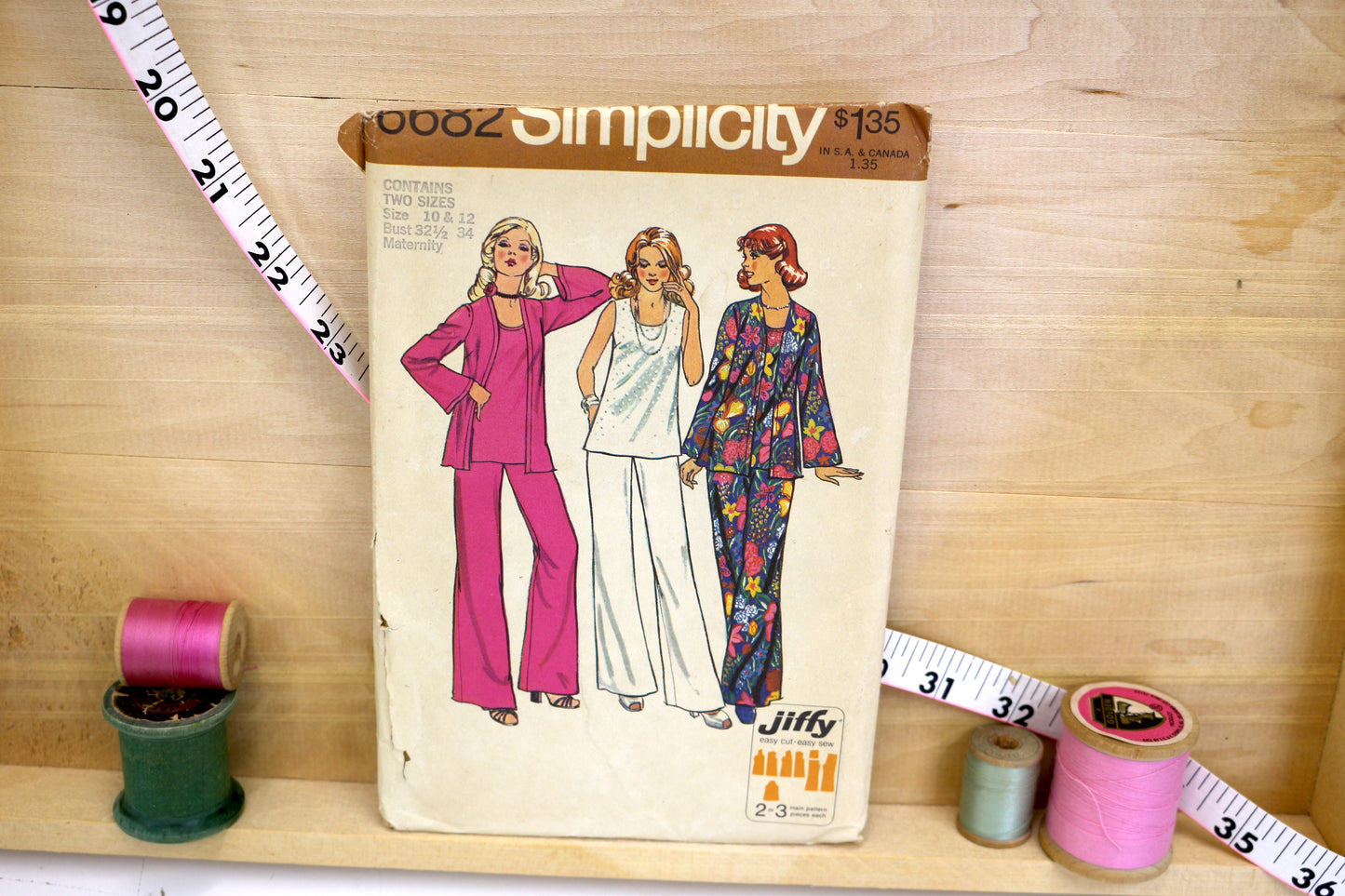 Simplicity 6682 Maternity Jiffy Cardigan, Top and Wide Leg Pants Sewing Pattern size 10 & 12 Bust 32.5" & 34"