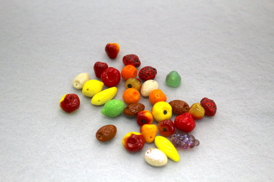 Bundle of Glass Fruit Beads – Assorted Shapes & Colors