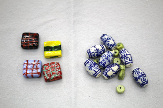 Bundle of Glass & Ceramic Beads – Assorted Shapes & Colors