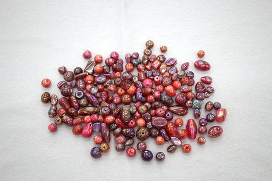 Bundle of Pink Glass Beads – Assorted Shapes & Colors