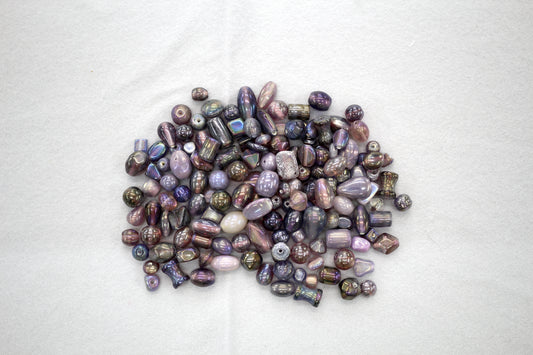 Bundle of Purple Glass Beads – Assorted Shapes & Colors