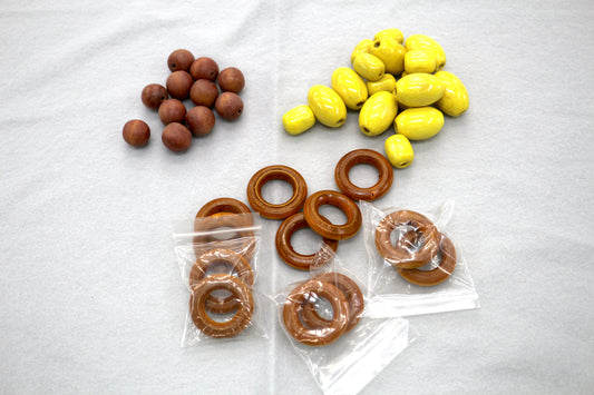 Wood Bead Lot – Mixed Shapes & Sizes