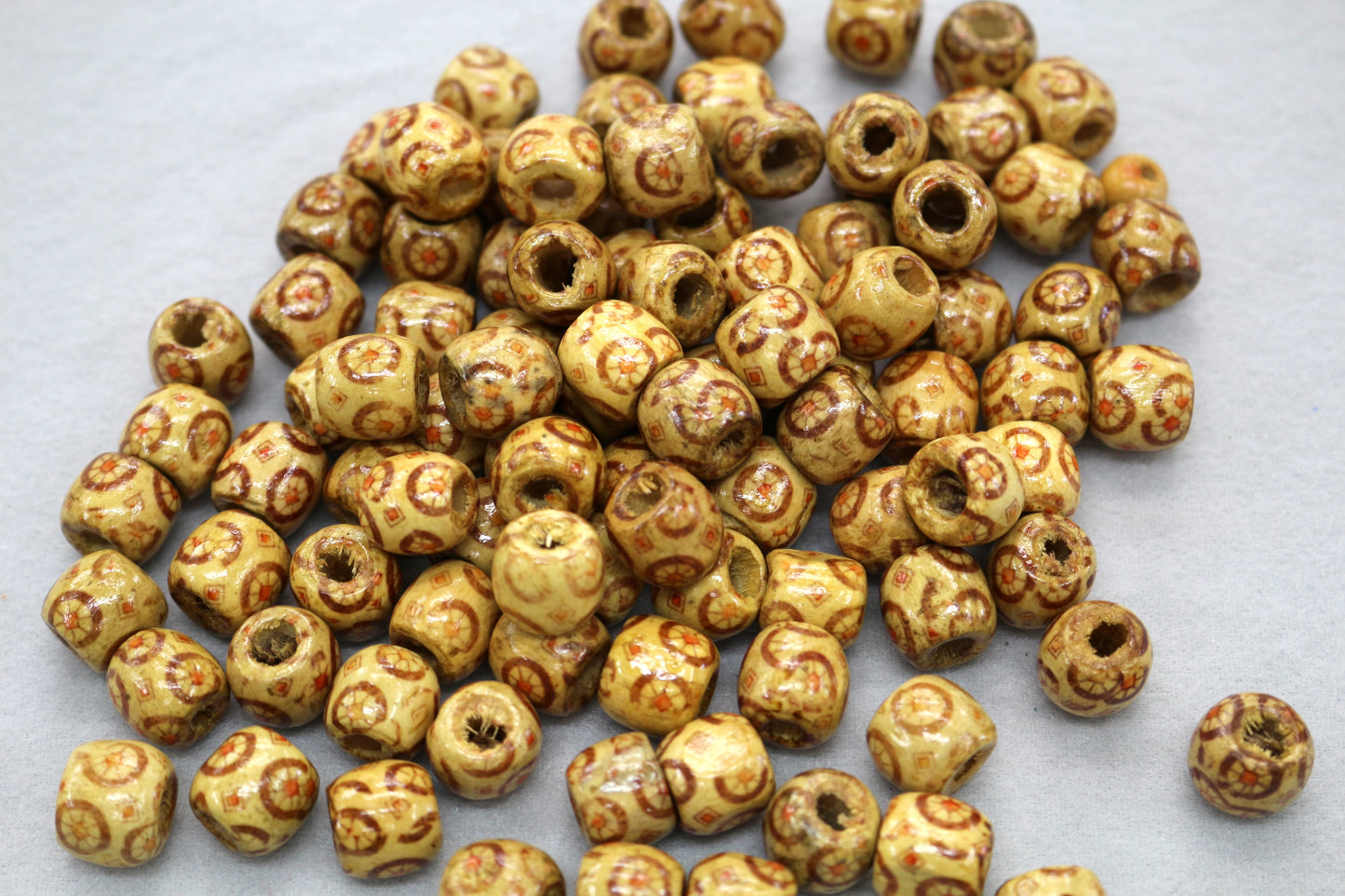 Wood Beads – Carved Oval Pattern