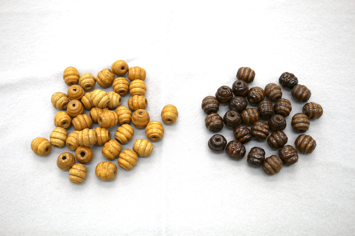 Lot of Wooden Beads – Ribbed Design, Light & Dark Brown