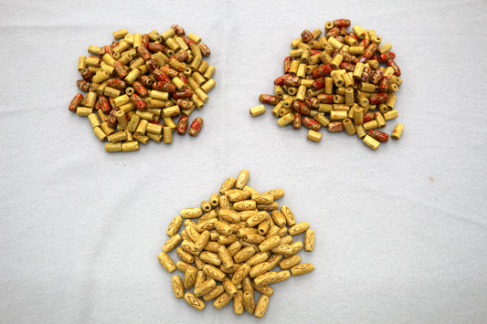 Bundle of Tube Barrel Beads – 4 oz.– Yellow & Red Tones