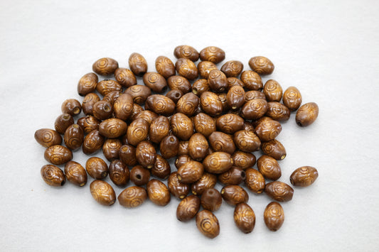 Wood Beads – Carved Oval Pattern –